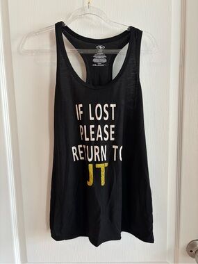Athletic Works Black Racerback Tank with Gold Accent size S